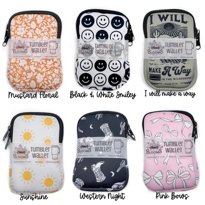 Tumbler Wallet Zipper Pouch | Pink Bows