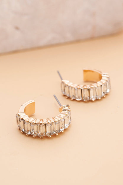 Baguette Stone Circle Hoop Earrings | Gold