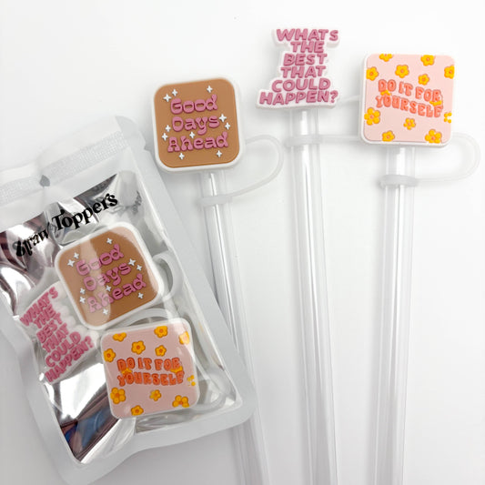 Straw Topper 3 Pack | Positive Uplifting Quotes 