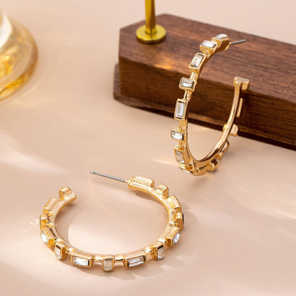 Classic Baguette Hoop Earrings | Gold