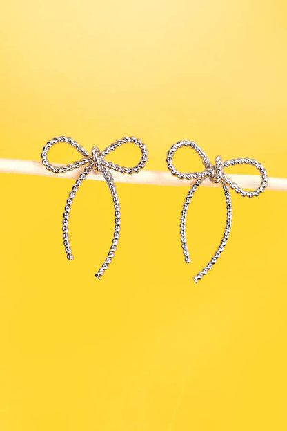 Rope Bow Stud Earrings | Silver