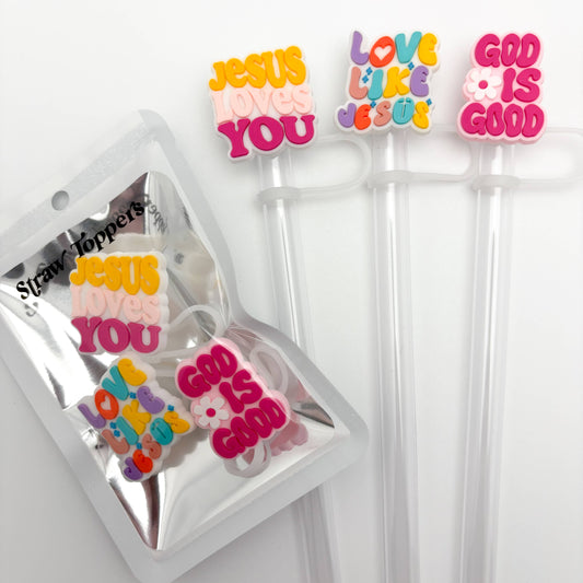 Straw Topper 3 Pack | Jesus Loves You