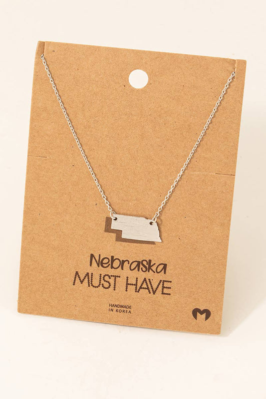 Nebraska State Necklace | Silver