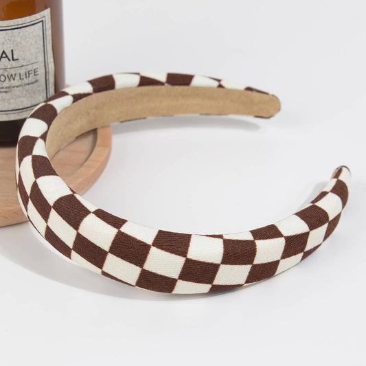 Checkered Headband | Brown