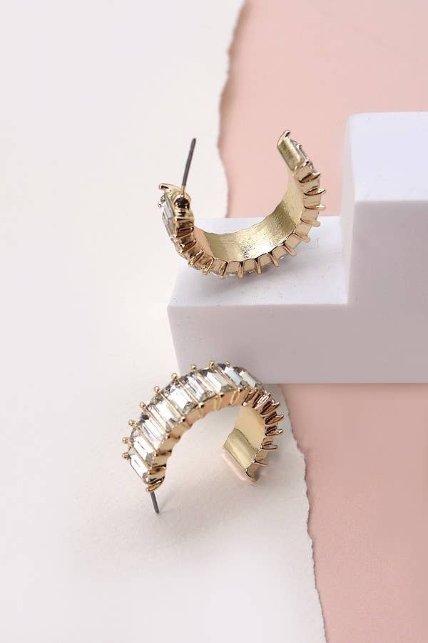 Classic Baguette Hoop Earring | Gold