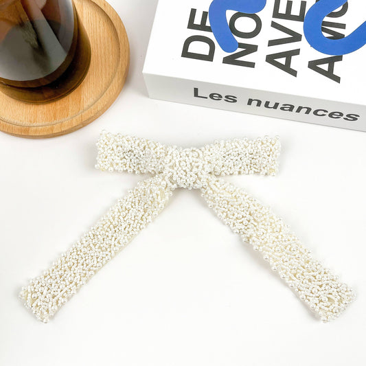 Pearl Bow Clip | White
