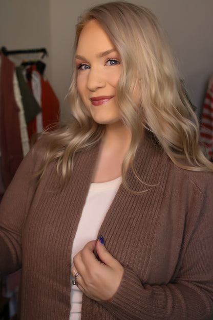 Wide Ribbed Accent Sweater Cardigan
