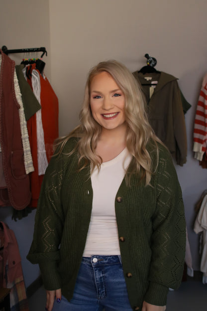 Bishop Sleeve Cardigan Sweater