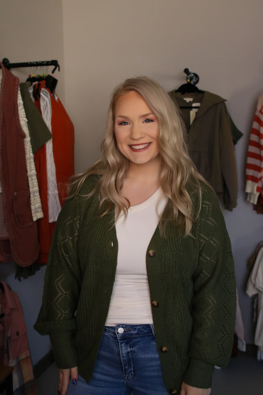Bishop Sleeve Cardigan Sweater