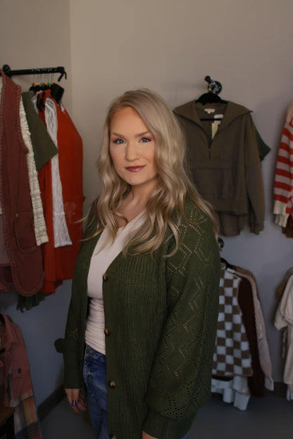 Bishop Sleeve Cardigan Sweater