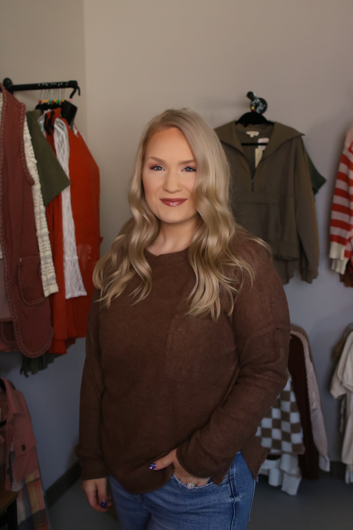 Ribbed Sweater With Pocket