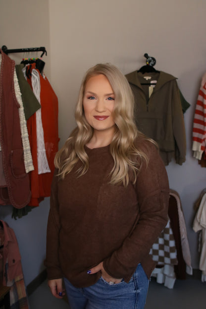 Ribbed Sweater With Pocket
