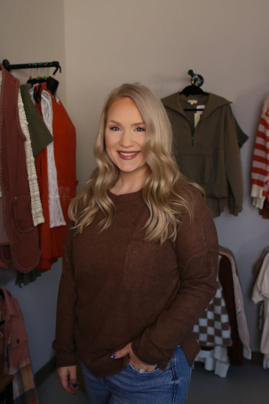 Ribbed Sweater With Pocket