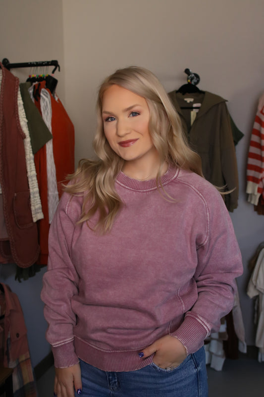 Acid Washed Fleece Sweatshirt