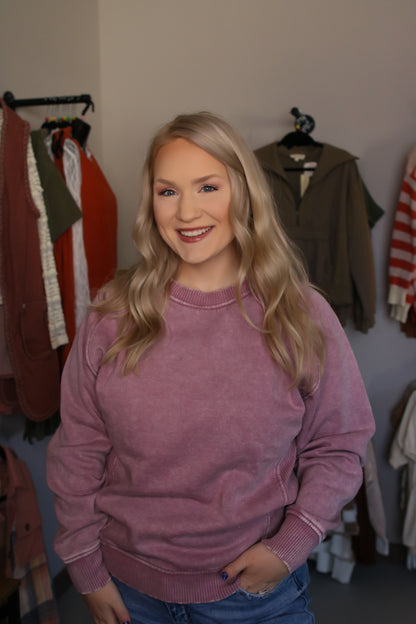 Acid Washed Fleece Sweatshirt