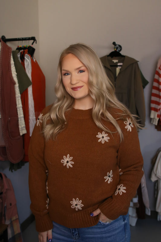 Flower Embroidered Sweater