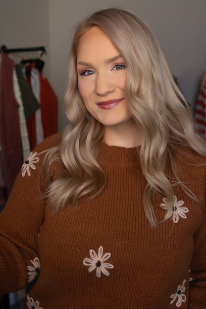 Flower Embroidered Sweater