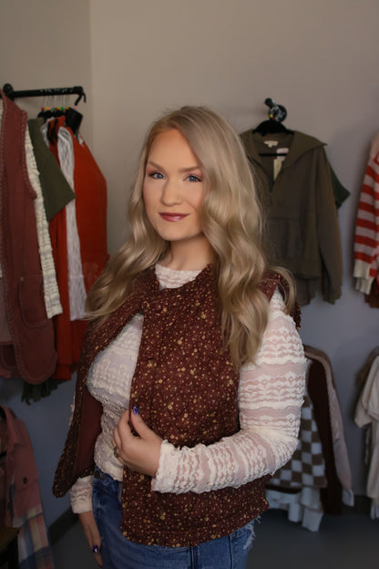 Ruffle Detail Quilted Vest