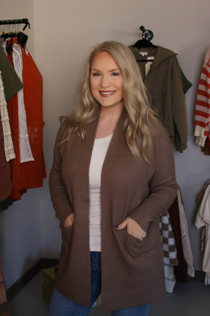 Wide Ribbed Accent Sweater Cardigan