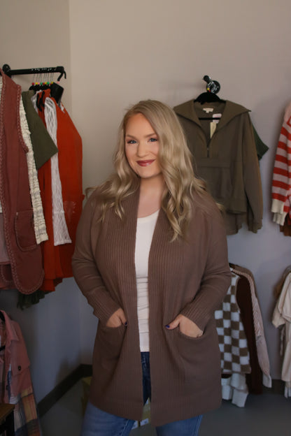 Wide Ribbed Accent Sweater Cardigan