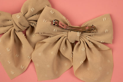Bow Hair Clip | Tan