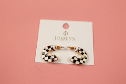 Double Sided Checkered Hoop Earrings | Gold