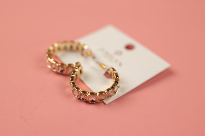 Rhinestone Hoop Earrings | Gold