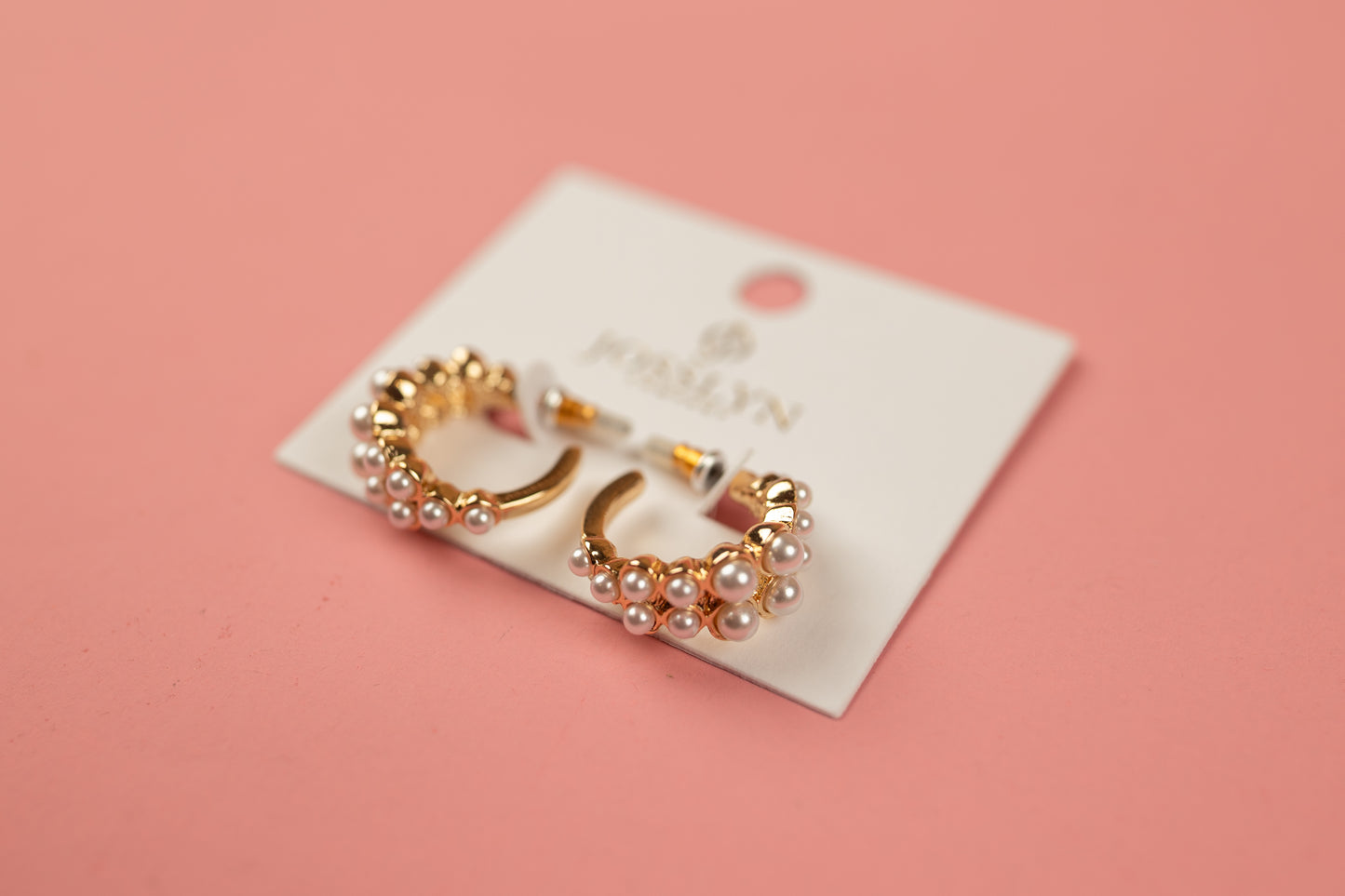 Pearl Mini Hoop Earrings | Gold