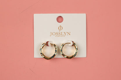 Flower Huggie Hoop Earrings | Blue