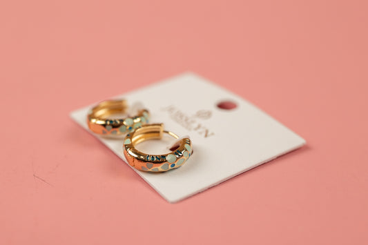 Flower Huggie Hoop Earrings | Blue