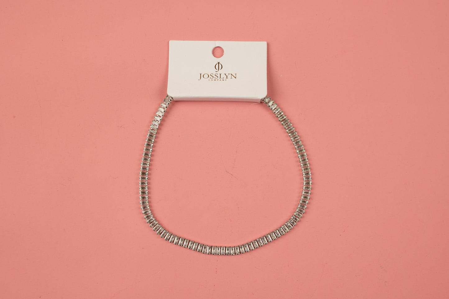 Baguette Stone Tennis Necklace | Silver