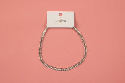 Baguette Stone Tennis Necklace | Silver