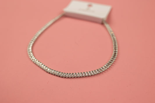 Baguette Stone Tennis Necklace | Silver