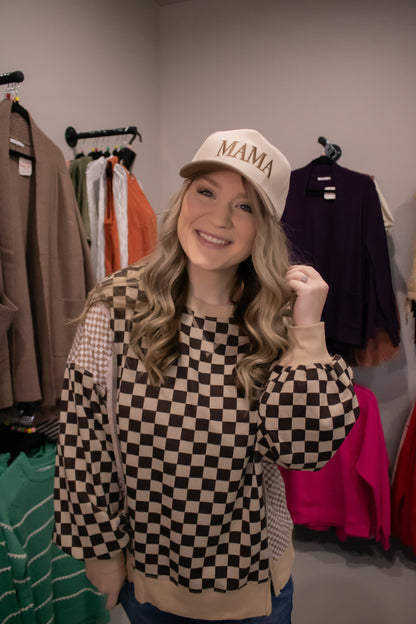 Khaki Mixed Checkered Top