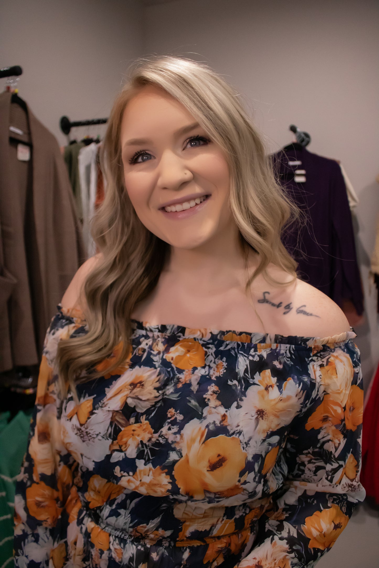 Floral Off Shoulder Bell Top