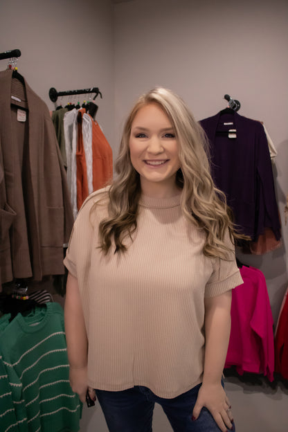 Ribbed Cuff Sleeve Tee