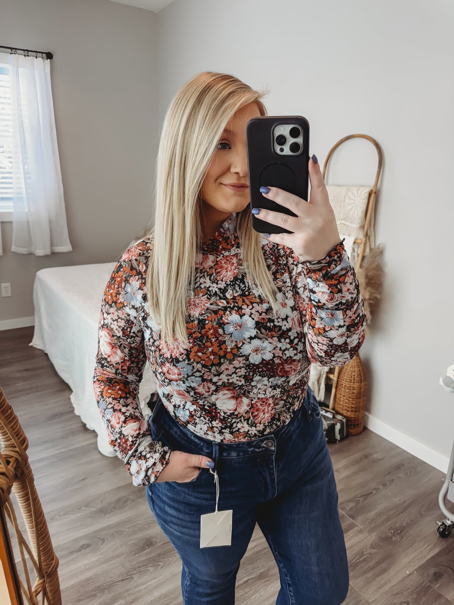 Lana Floral Long Sleeve Sheath Mesh Top (Multiple Colors)