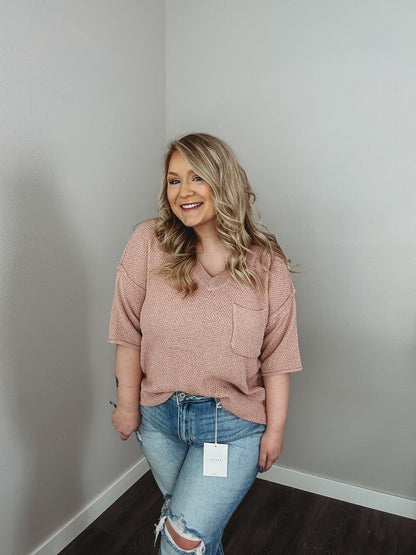 Sandra V-Neck Short Sleeve Sweater