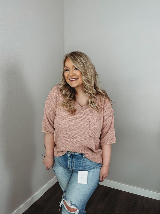 Sandra V-Neck Short Sleeve Sweater