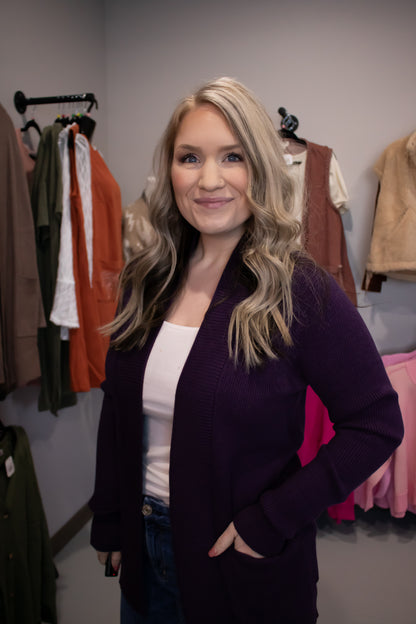 Waffle Solid Basic Cardigan