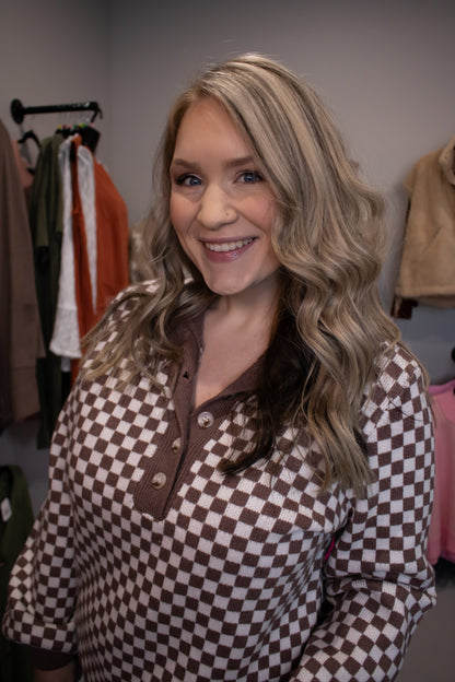 Checkered Knit Sweater