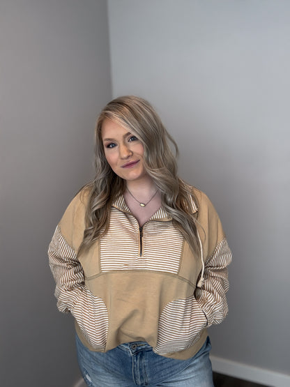 Micaela Striped Half Zip Sweatshirt