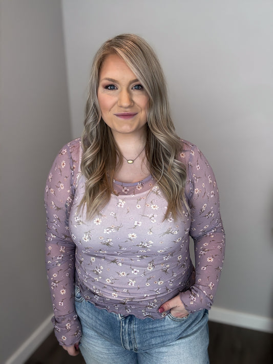 Lola Floral Print Mesh Top