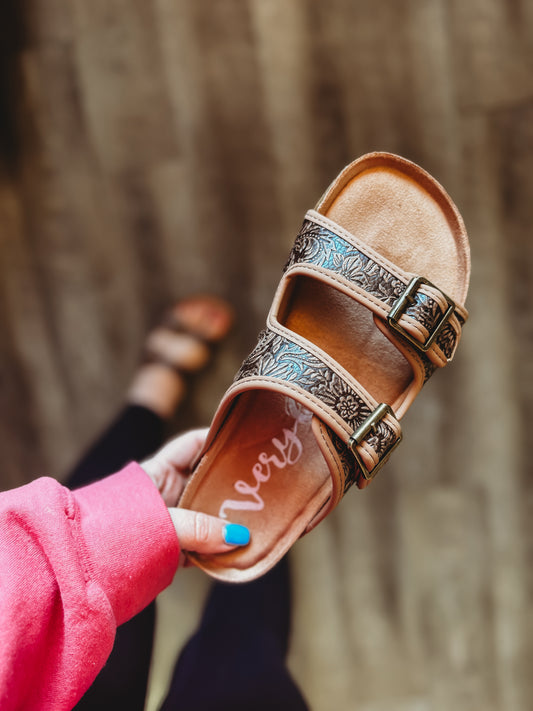 Western Embroidered Floral Print Sandals