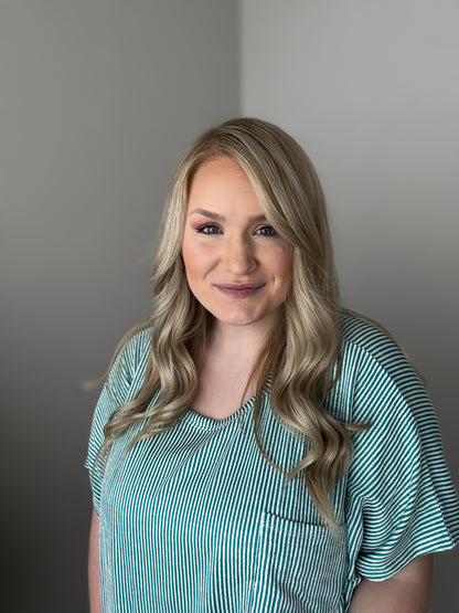 Plus Size | Corded Rib Oversized Short-Sleeve Top | Light Teal