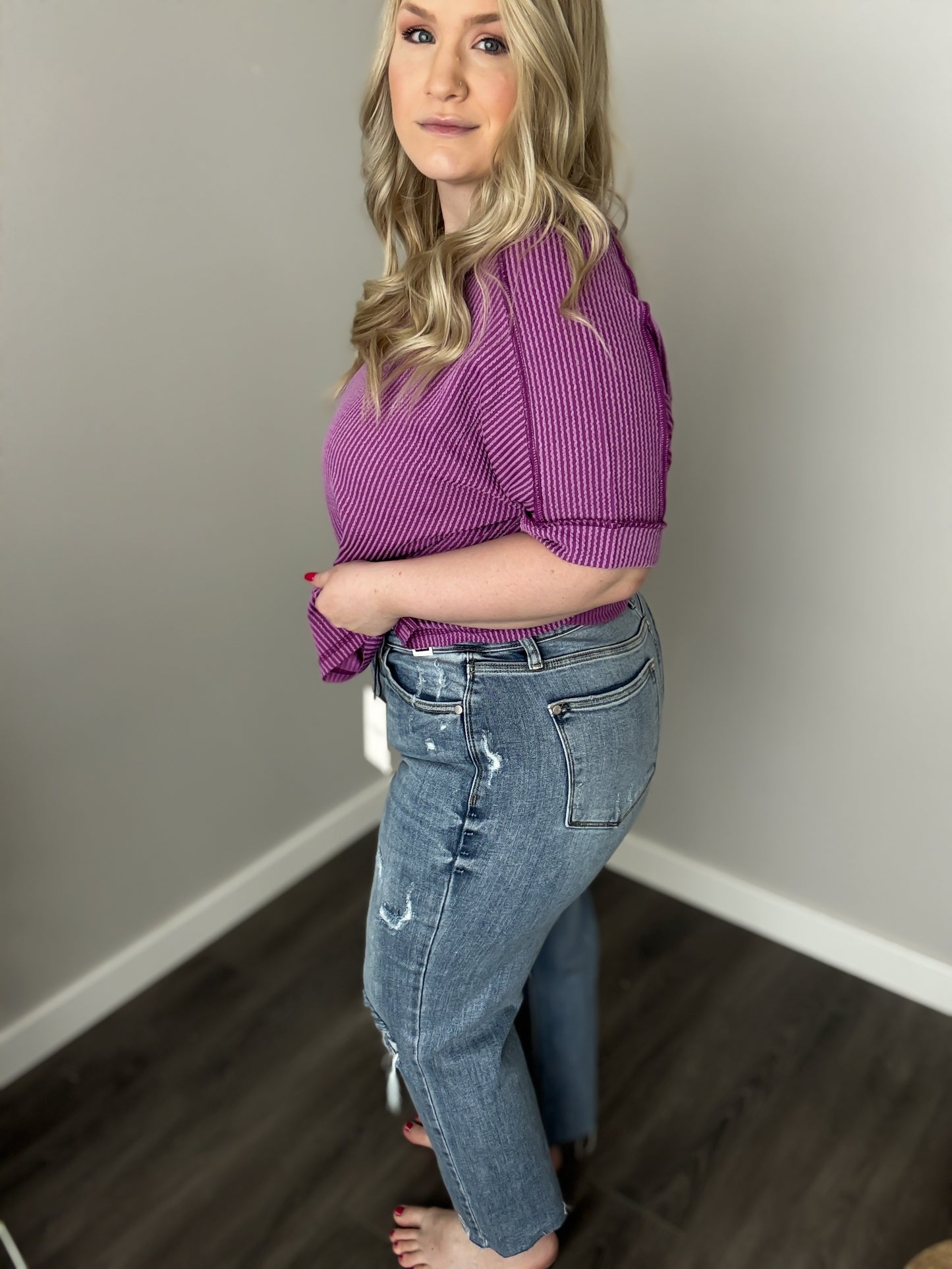 Judy Blue High Waist Destroy Crop Wide Leg Jean