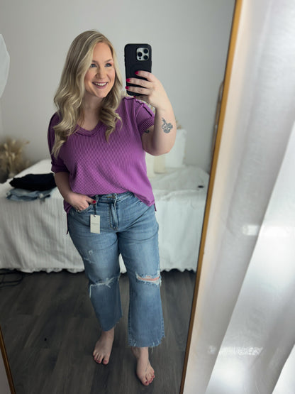 Judy Blue High Waist Destroy Crop Wide Leg Jean