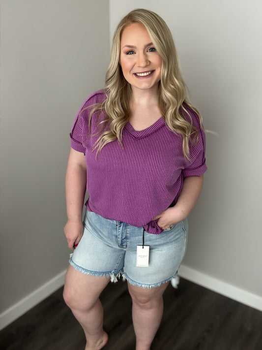 Judy Blue Long Cut Off 2 Button Dad Shorts