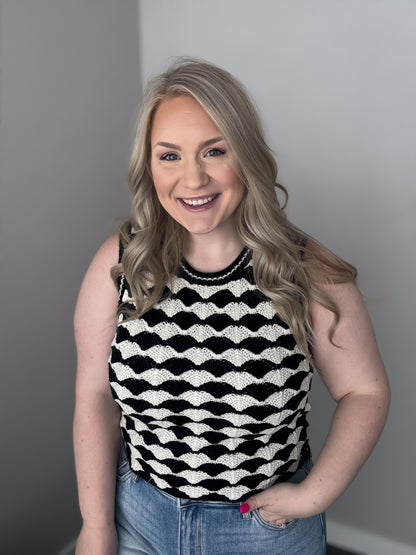 Scallop Pattern Sleeveless Pullover Sweater Vest