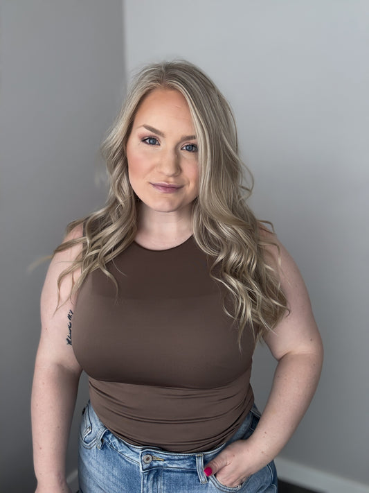 Reversible Knit Bodysuit | Deep Taupe